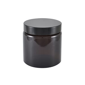 Glasskrukke brun 60 ml m/svart lokk