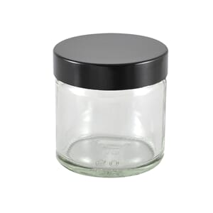 Glasskrukke klar 60 ml m/svart lokk