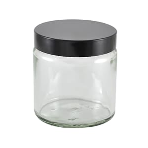 Glasskrukke klar 120 ml m/svart lokk