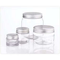 Plastkrukke klar 250 PET m/aluminiumslokk